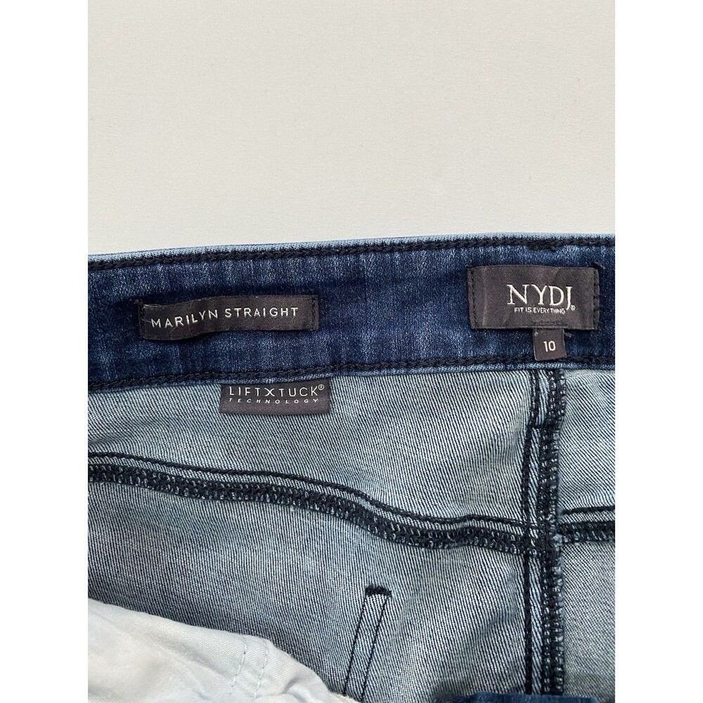 NYDJ Jeans Womens 10 Blue Marilyn Straight Lift Tuck Stretch Medium Wash Denim - Picture 2 of 7